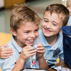 Students eating a healthy lunch