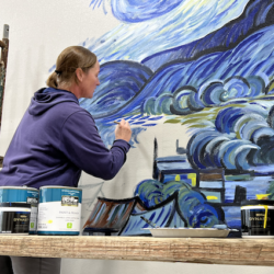 Maureen Mure painting The Starry Night mural