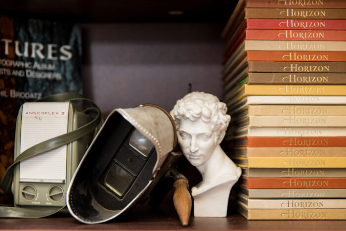 Classical Items on Bookshelf