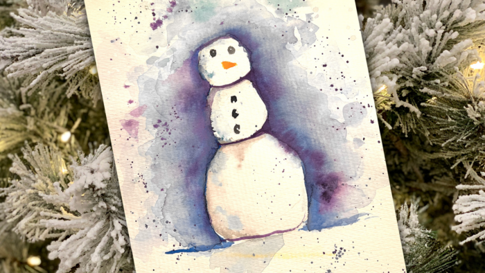 snowman in watercolor