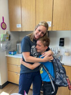 School nurse helping student