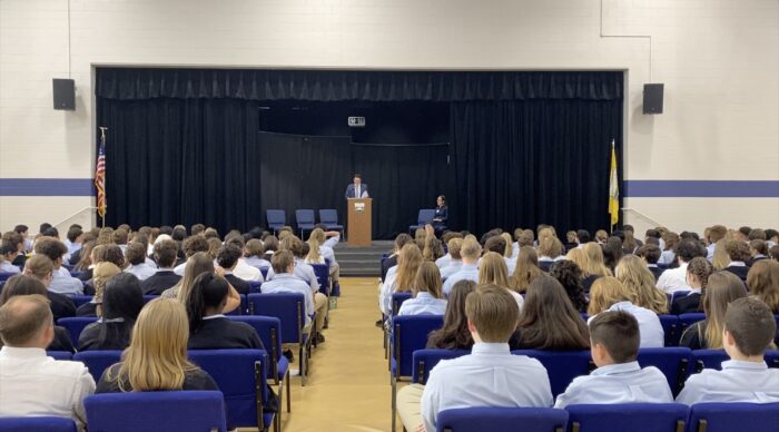 High school students at an assembly