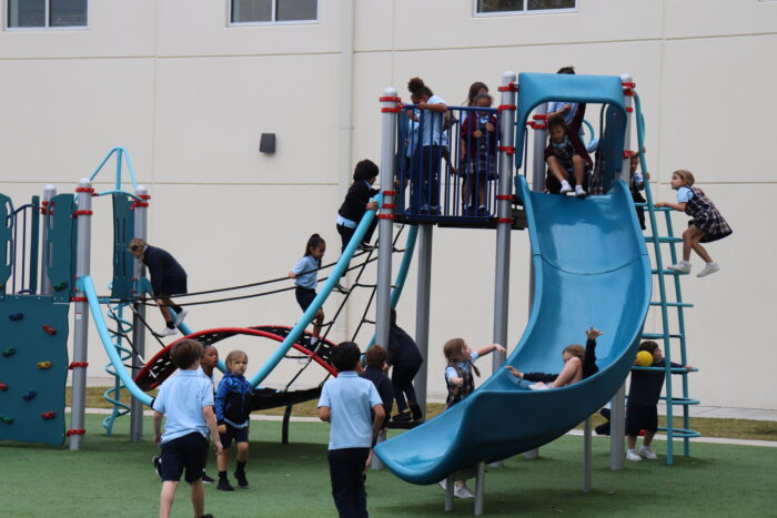 Harveston students playing on the playground