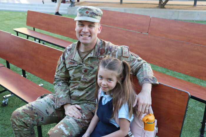 Military father with his daughter, a student of Archway Trivium