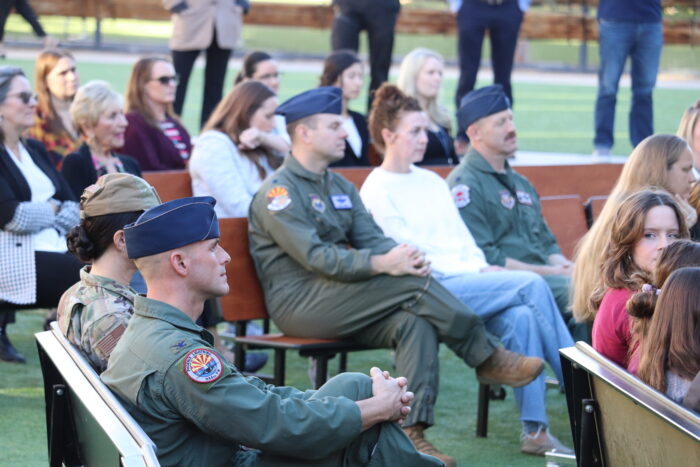Military attendees at the Purple Star School ribbon cutting