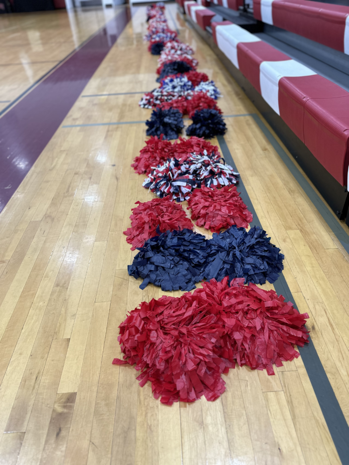 Pom Poms on the gym floor