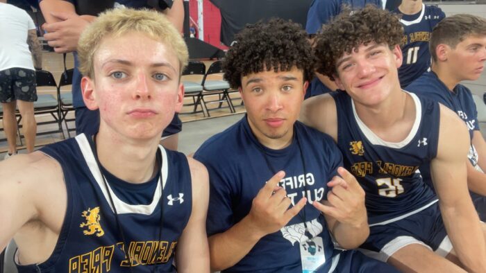 Three boys from the Glendale Prep Boys Basketball Team at Section 7