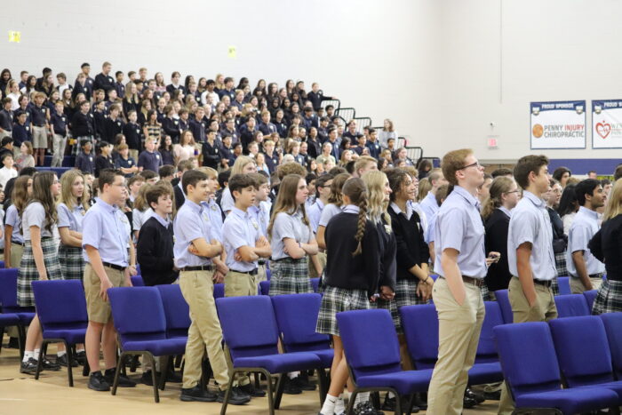 crowd of students at assembly