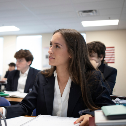 Female student in a classroom