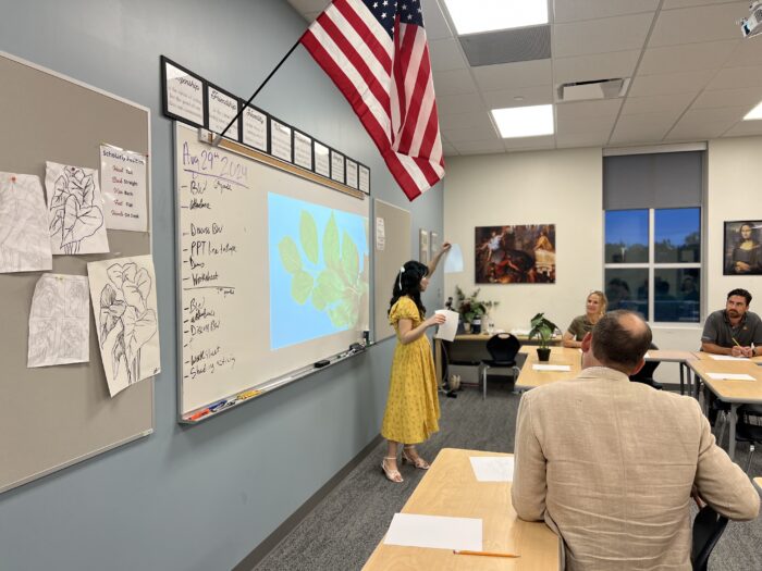 Teacher presenting to parents at Curriculum Night