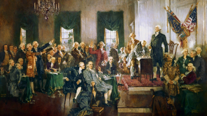 Scene at the Signing of the Constitution of the United States on September 17, 1787, a 1940 portrait by Howard Chandler Christy depicting the signing of the Constitution in Philadelphia