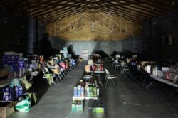 A large building full of disaster relief supplies