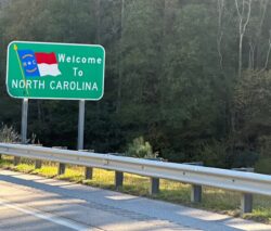 "Welcome to North Carolina" sign