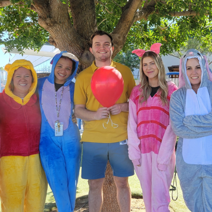 Archway Veritas teachers dressed as Winnie the Pooh characters