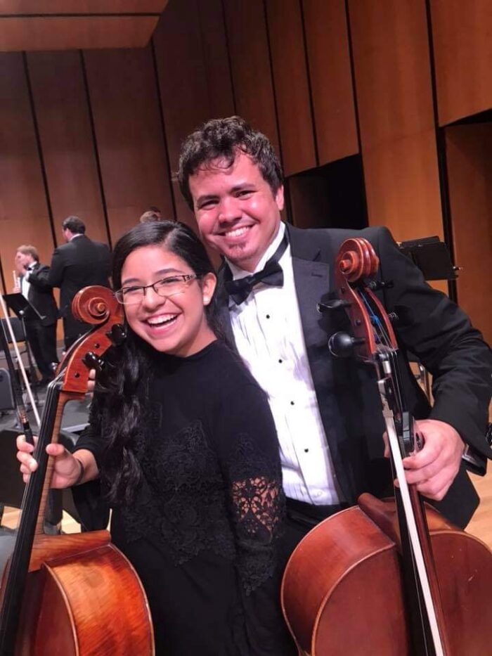 Dr. Duarte with cello and another cello musician