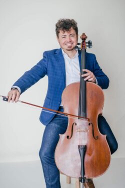 Dr. Duarte playing cello