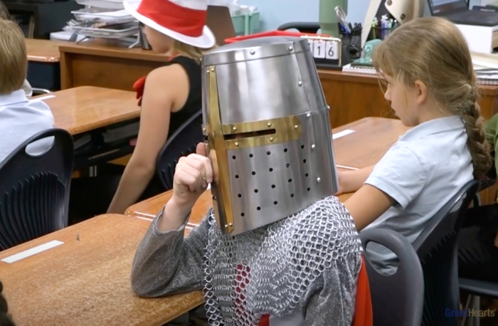 Archway Veritas student dressed as a knight