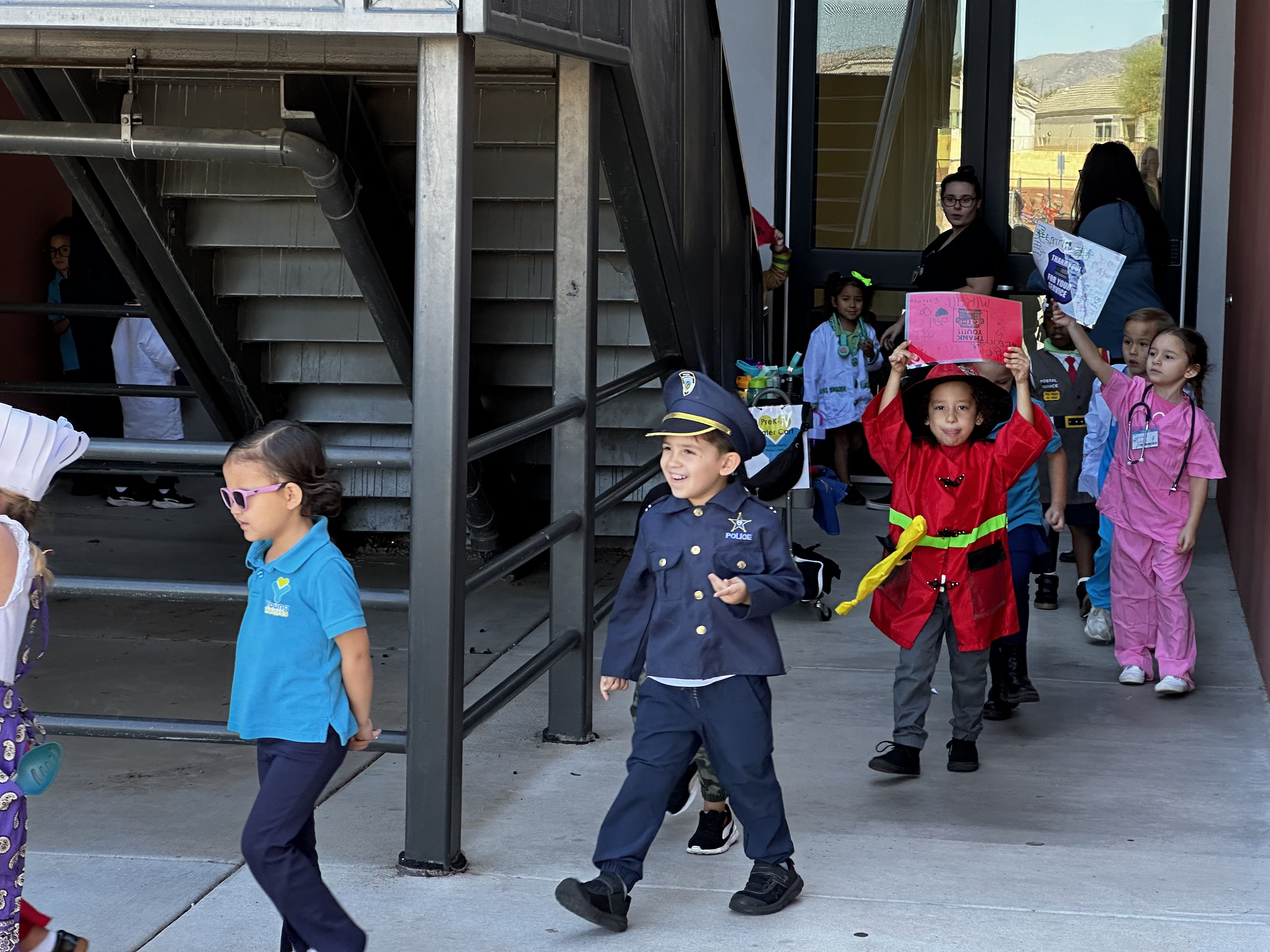 Preschoolers in costume in a parade