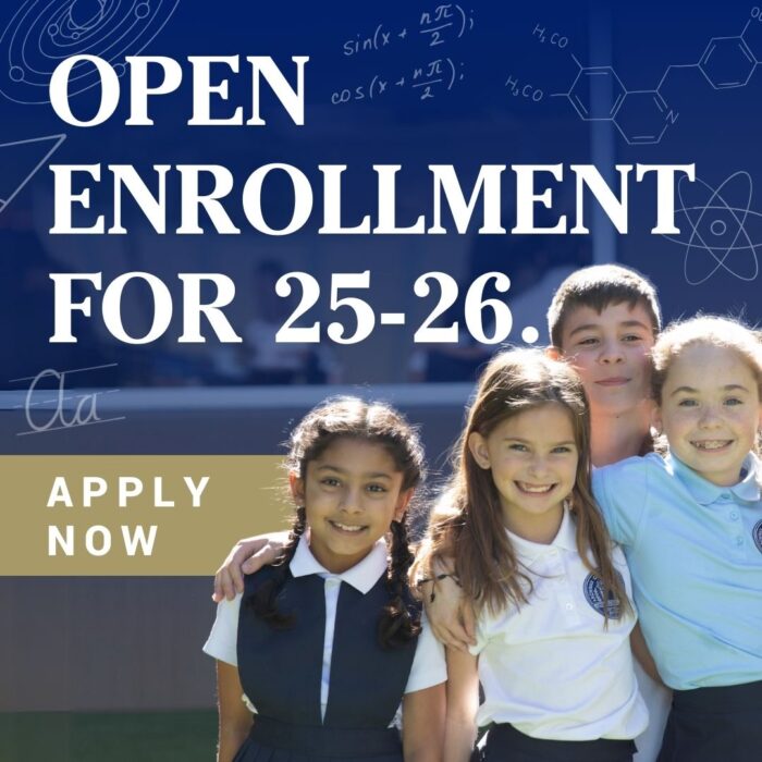 "Open Enrollment for 25-25" with group of four students