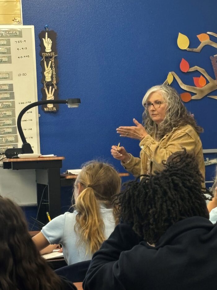 Laura Bader teaching in her classroom