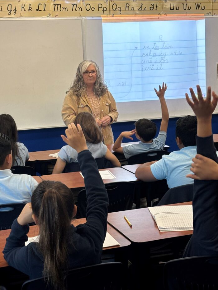 Laura Bader teaching in her classroom