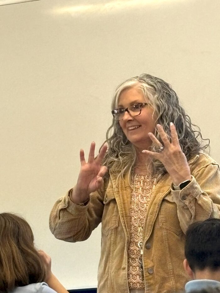 Laura Bader teaching in her classroom