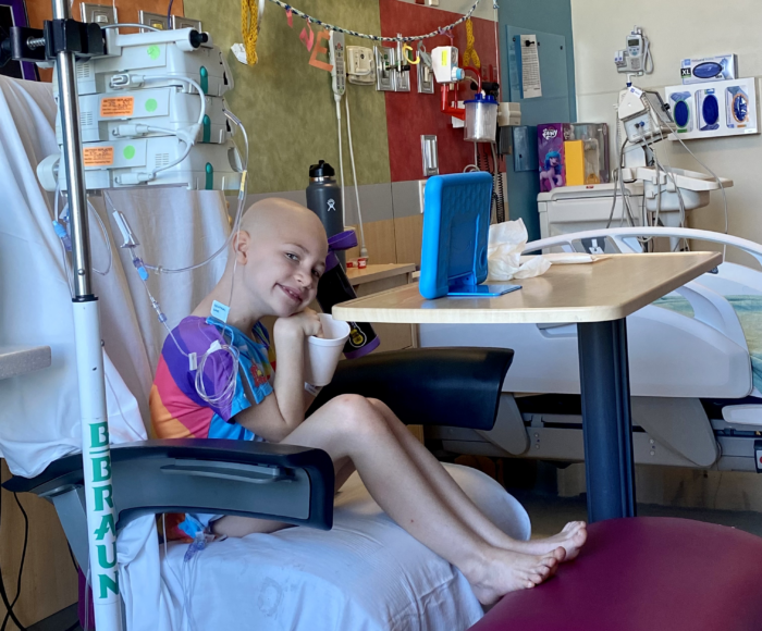 young girl in hospital room