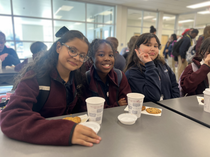 Students at "Cocoa with the Head of School"