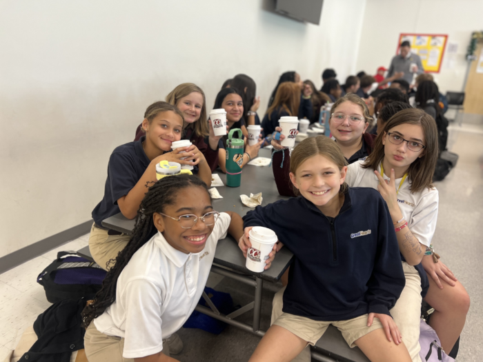 Students at "Cocoa with the Head of School"