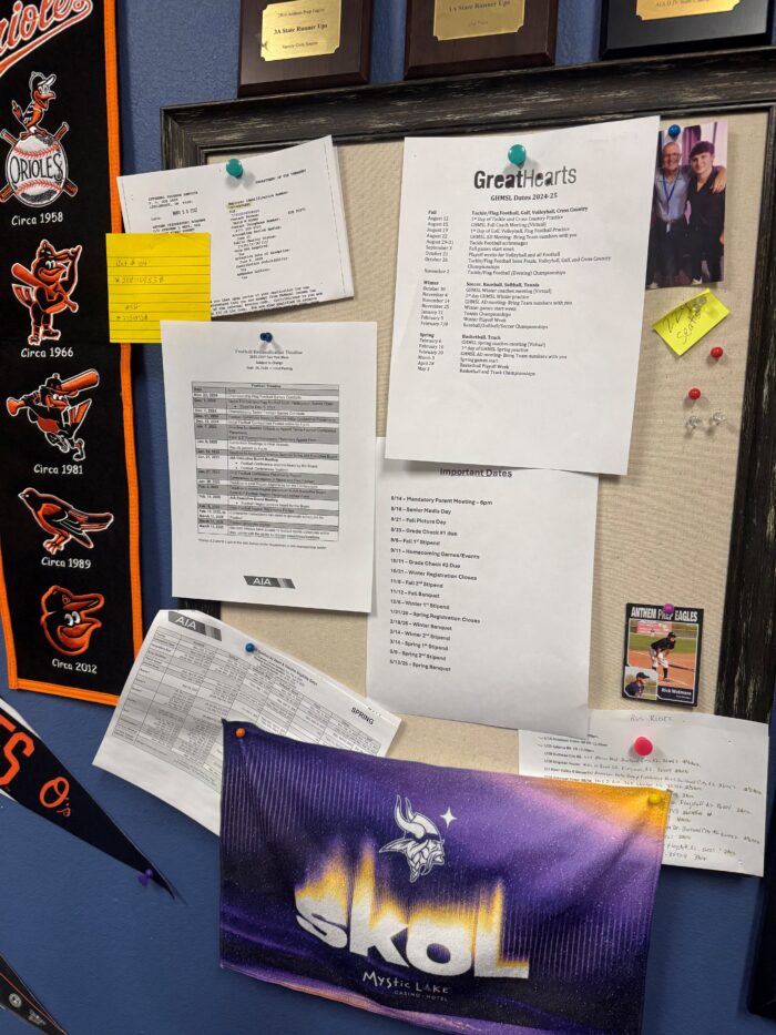 A bulletin board filled with athletic activities for the month of January 2025.