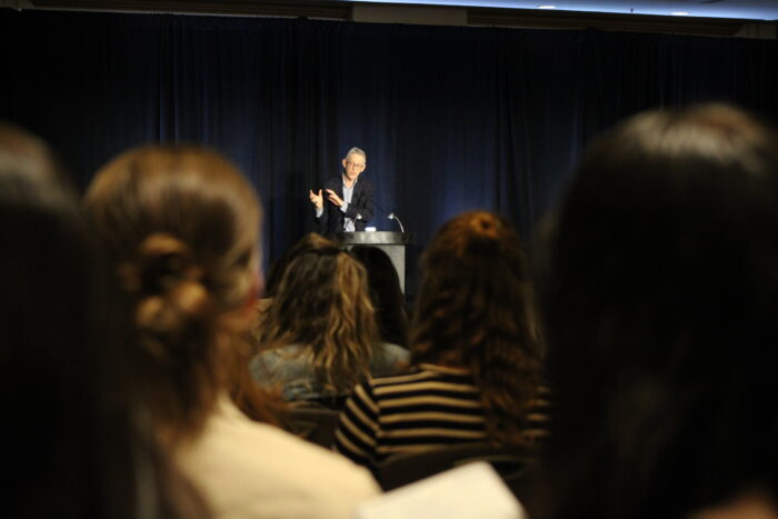 Speaker in front of an audience