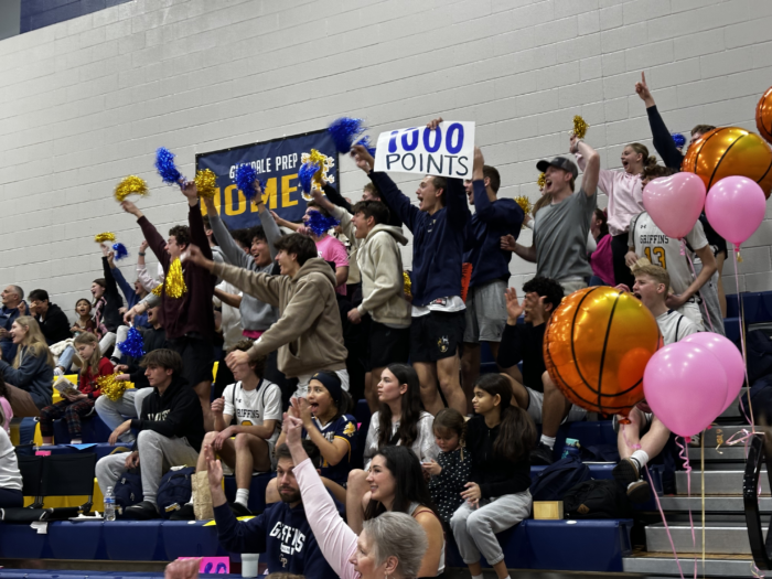 Basketball crowd standing and cheering