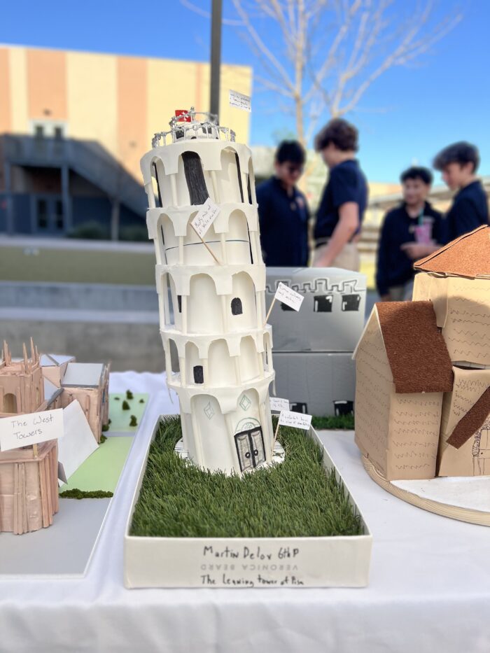 Architectural projects on display.