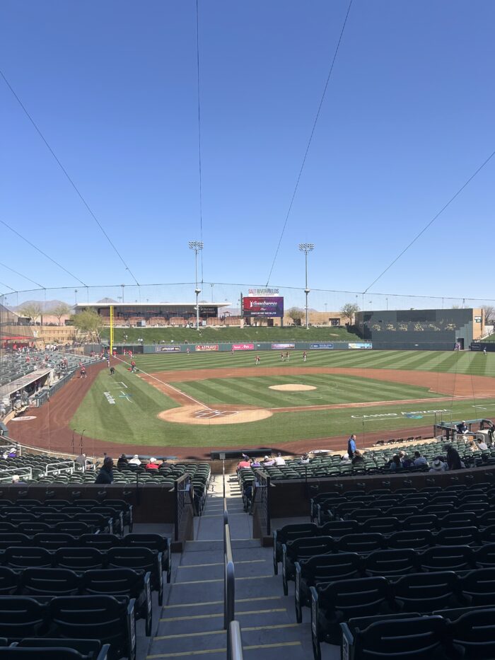 View of baseball field from the stands